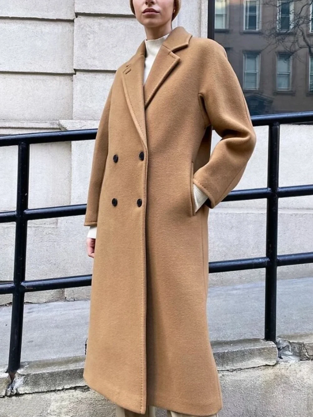 Aritzia babaton atelier slouch camel wool coat size 2 - Picture 2 of 13